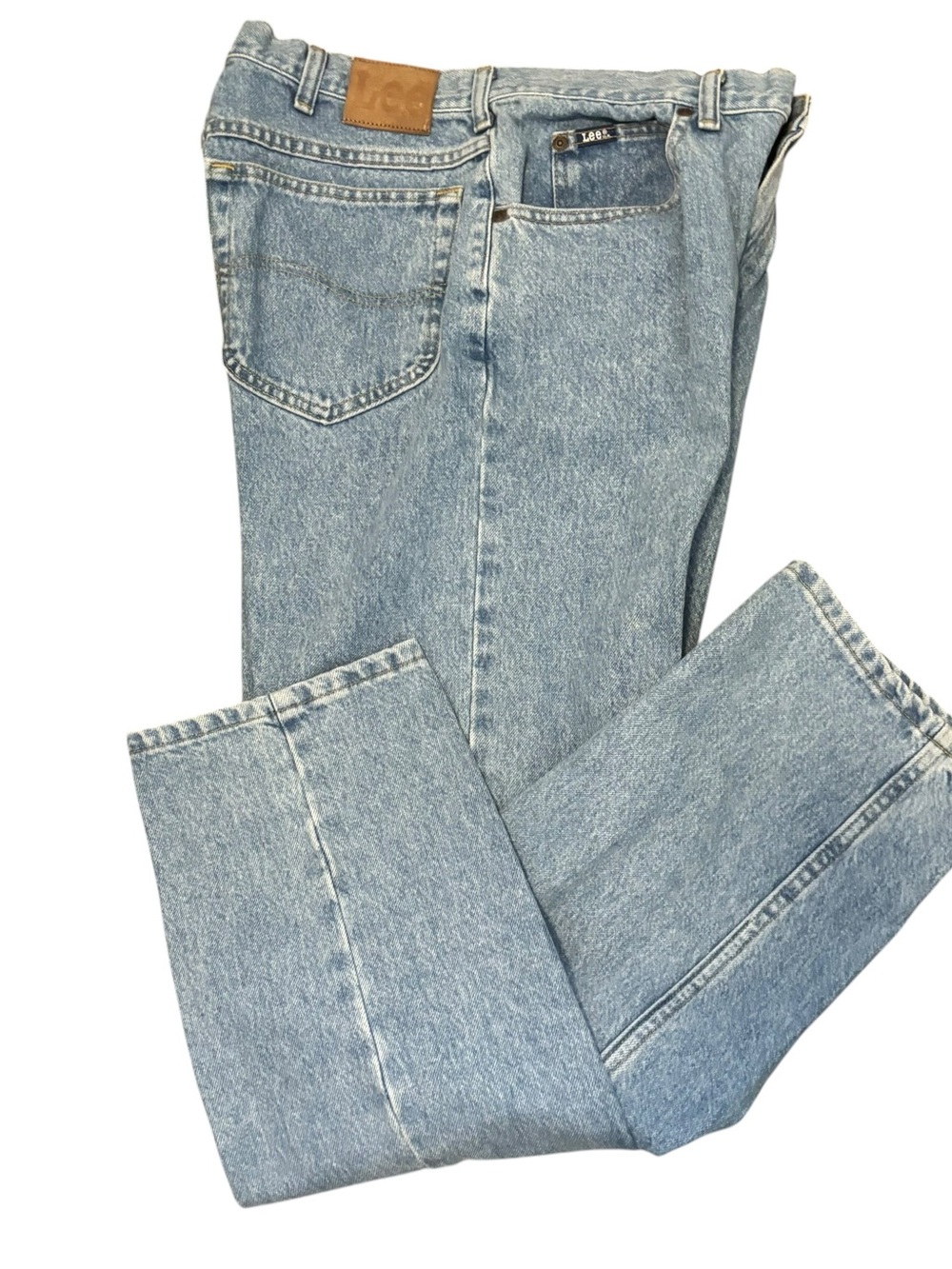 Vintage 90s Lee Jeans 34X32 Men's Light Wash Straight Leg Denim